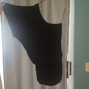 One shoulder black mini dress